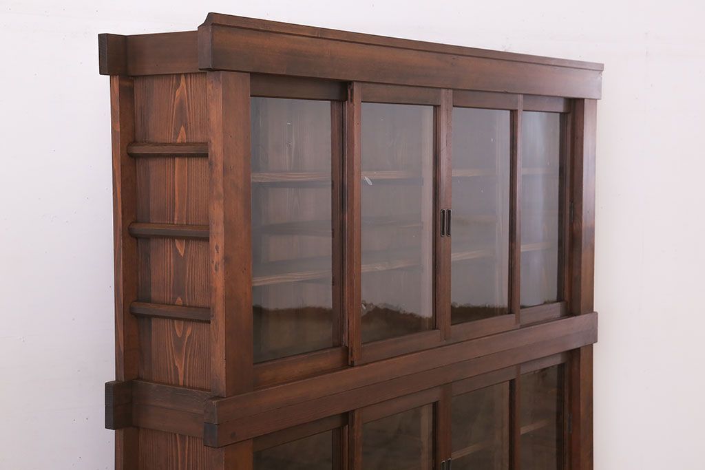 アンティーク家具　明治大正期　アンティーク　二段重ね関西収納棚