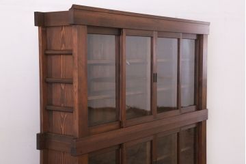 アンティーク家具　明治大正期　アンティーク　二段重ね関西収納棚