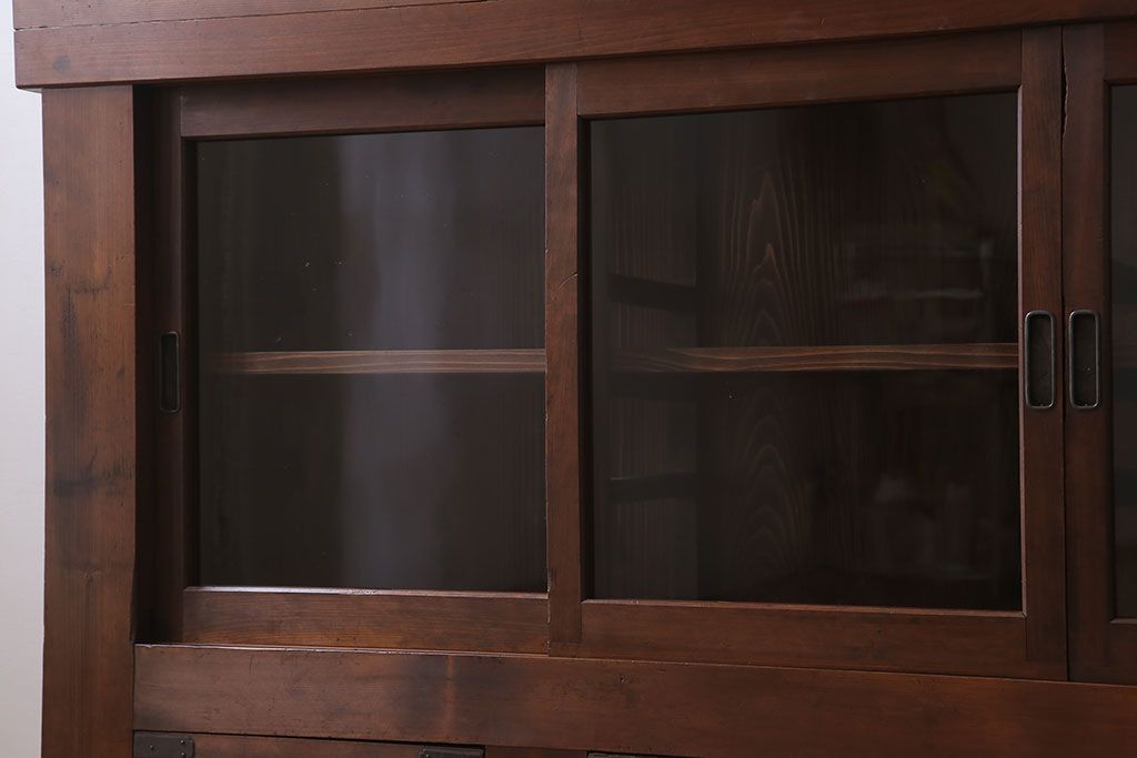 アンティーク家具　明治大正期　アンティーク　二段重ね関西収納棚