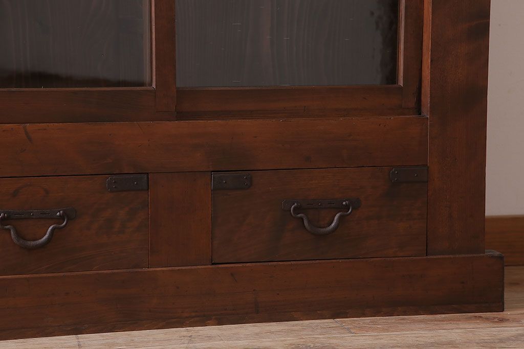 アンティーク家具　明治大正期　アンティーク　二段重ね関西収納棚