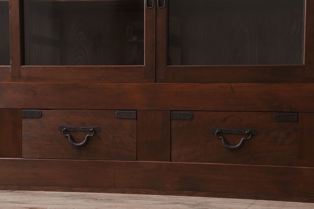 アンティーク家具　明治大正期　アンティーク　二段重ね関西収納棚