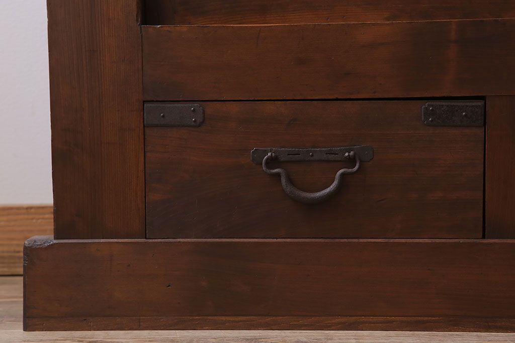 アンティーク家具　明治大正期　アンティーク　二段重ね関西収納棚