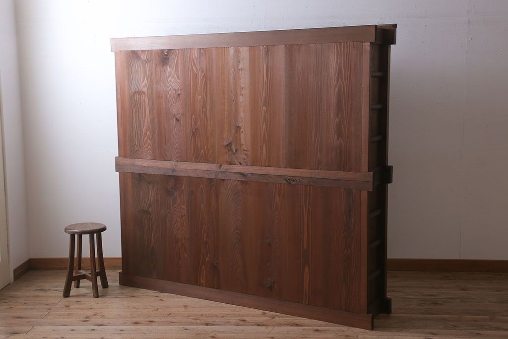 アンティーク家具　明治大正期　アンティーク　二段重ね関西収納棚