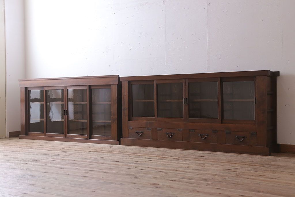 アンティーク家具　明治大正期　アンティーク　二段重ね関西収納棚