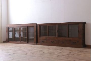 アンティーク家具　明治大正期　アンティーク　二段重ね関西収納棚