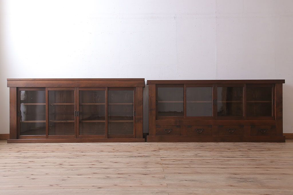 アンティーク家具　明治大正期　アンティーク　二段重ね関西収納棚