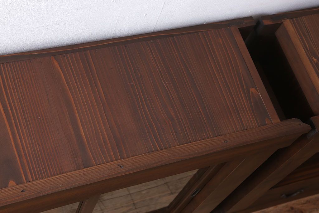 アンティーク家具　明治大正期　アンティーク　二段重ね関西収納棚