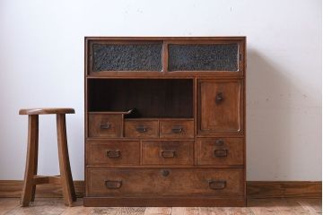 アンティーク家具　前面桑材!和製アンティークの上品な茶箪笥