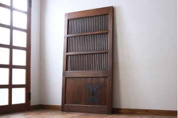 大正昭和期　古民具・骨董　総欅材　ガラス入り!アンティーク蔵戸(玄関戸)