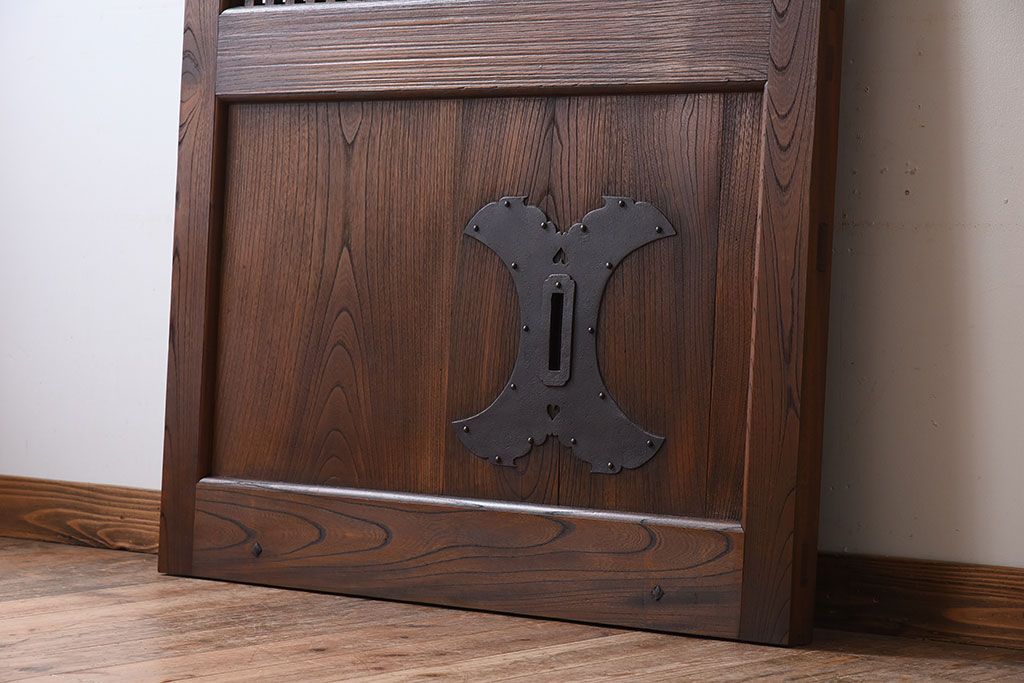 大正昭和期　古民具・骨董　総欅材　ガラス入り!アンティーク蔵戸(玄関戸)