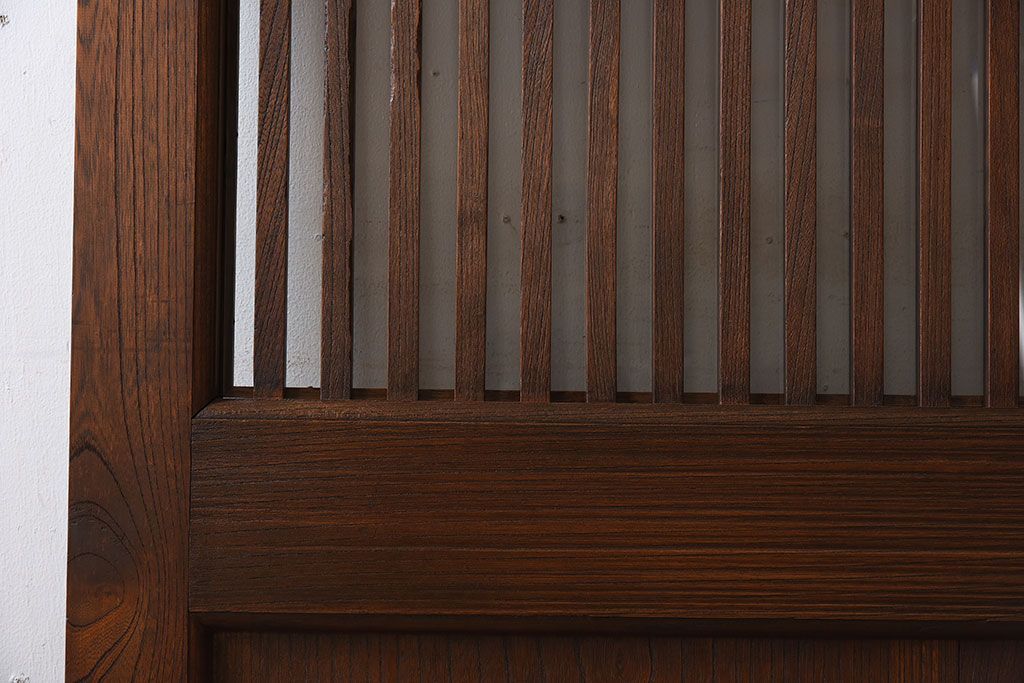 大正昭和期　古民具・骨董　総欅材　ガラス入り!アンティーク蔵戸(玄関戸)