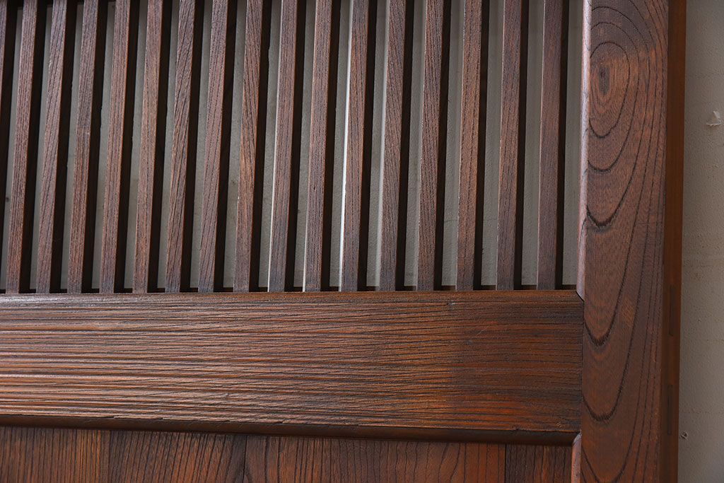 大正昭和期　古民具・骨董　総欅材　ガラス入り!アンティーク蔵戸(玄関戸)