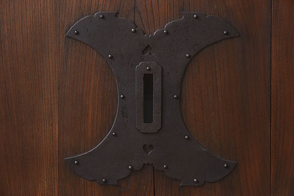 大正昭和期　古民具・骨董　総欅材　ガラス入り!アンティーク蔵戸(玄関戸)