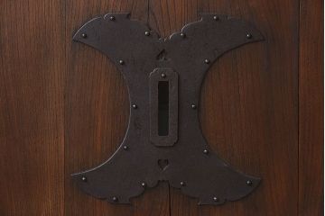 大正昭和期　古民具・骨董　総欅材　ガラス入り!アンティーク蔵戸(玄関戸)