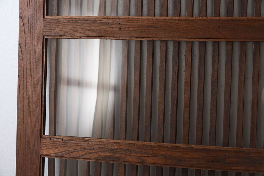 大正昭和期　古民具・骨董　総欅材　ガラス入り!アンティーク蔵戸(玄関戸)