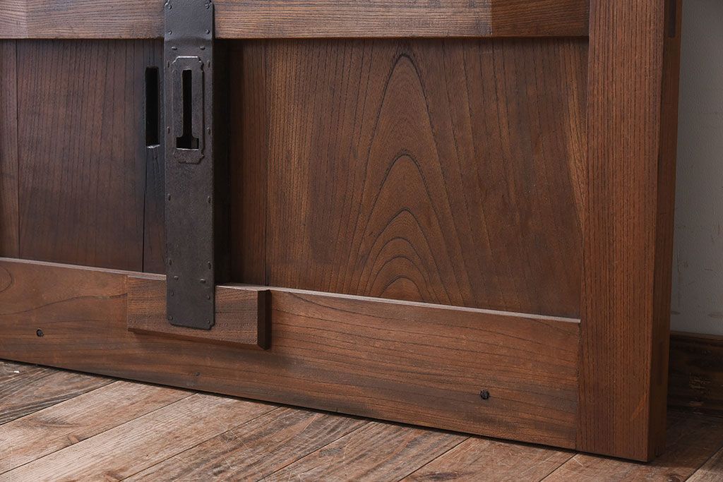 大正昭和期　古民具・骨董　総欅材　ガラス入り!アンティーク蔵戸(玄関戸)