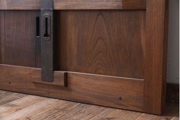 大正昭和期　古民具・骨董　総欅材　ガラス入り!アンティーク蔵戸(玄関戸)