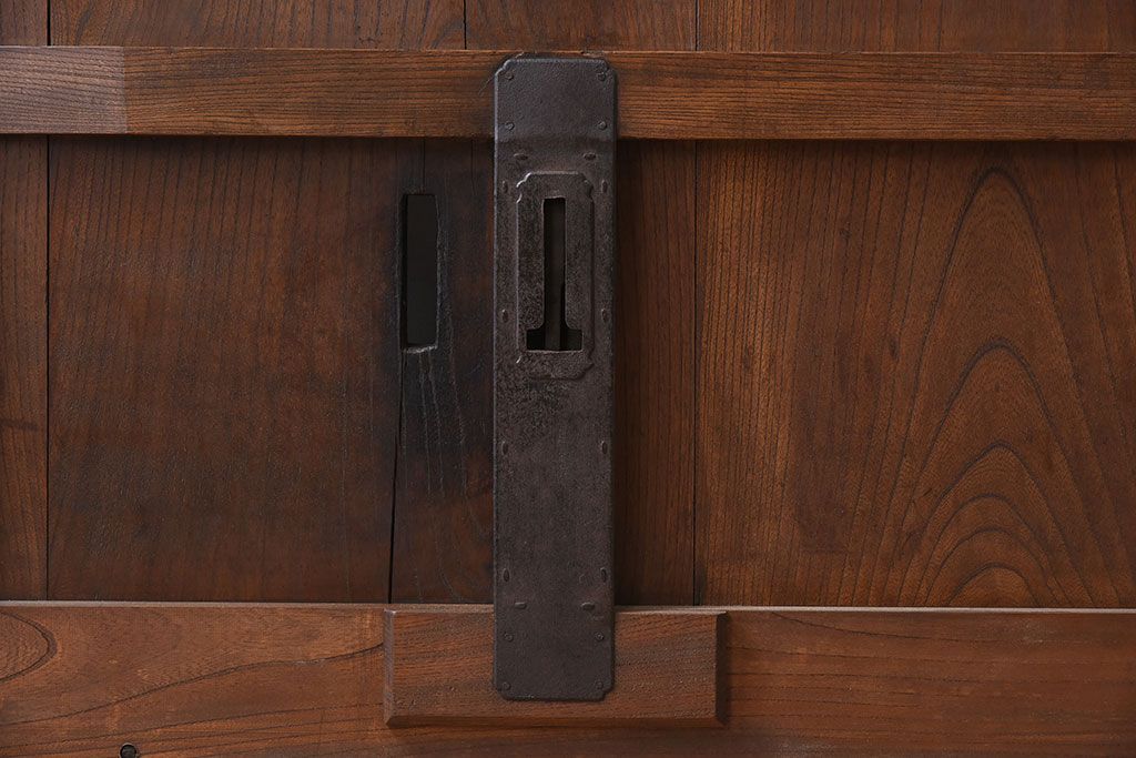 大正昭和期　古民具・骨董　総欅材　ガラス入り!アンティーク蔵戸(玄関戸)