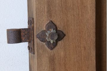 明治〜大正期　アンティーク　両開き　特大　総欅材!古い御屋敷の門扉一対(玄関戸)