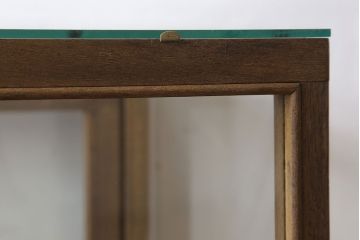 レトロ家具　昭和レトロ　古いナラ材製のシンプルな脚付きガラスケース(ショーケース)