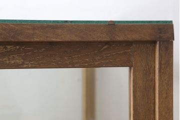 レトロ家具　昭和レトロ　古いナラ材製のシンプルな脚付きガラスケース(ショーケース)