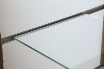 レトロ家具　昭和レトロ　古いナラ材製のシンプルな脚付きガラスケース(ショーケース)