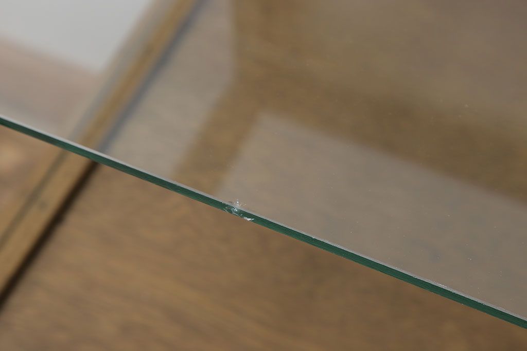 レトロ家具　昭和レトロ　古いナラ材製のシンプルな脚付きガラスケース(ショーケース)