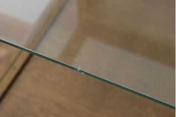 レトロ家具　昭和レトロ　古いナラ材製のシンプルな脚付きガラスケース(ショーケース)