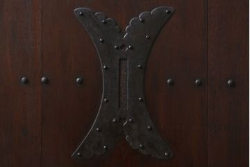 古民具・骨董　総欅材　ガラス入り!アンティーク蔵戸(玄関戸)