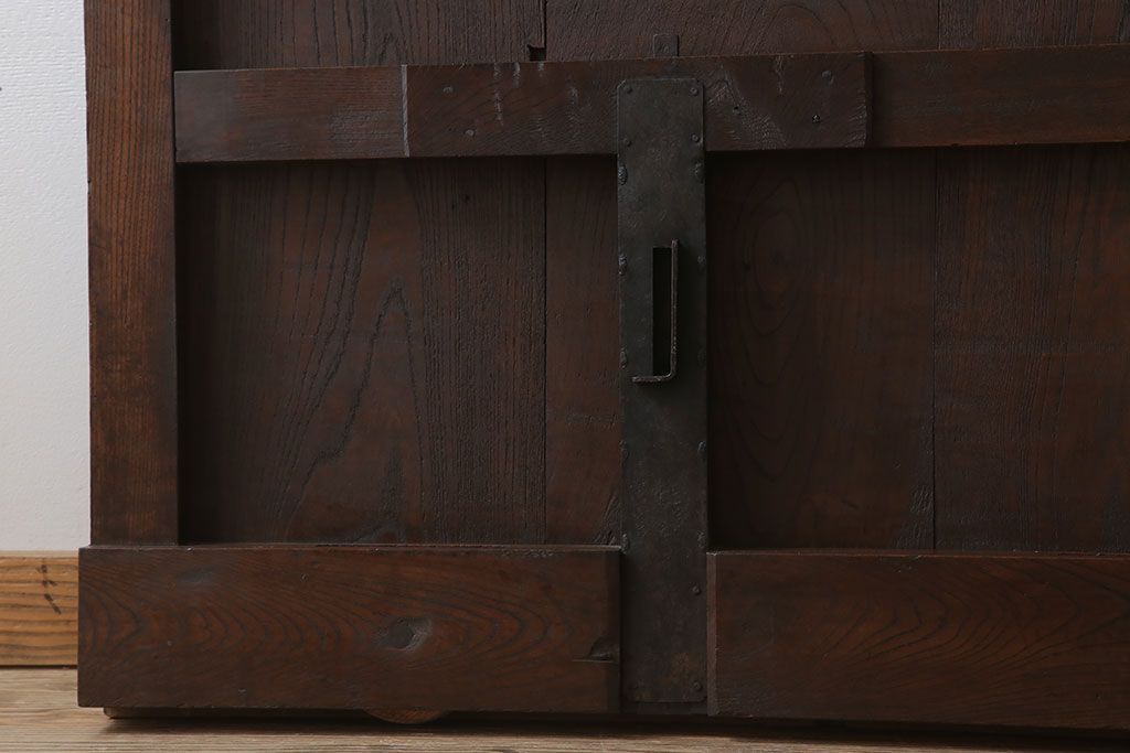 古民具・骨董　総欅材　ガラス入り!アンティーク蔵戸(玄関戸)