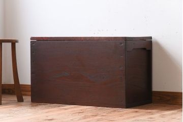 アンティーク雑貨　明治大正期　古い松材の大きなアンティーク収納箱(木箱)