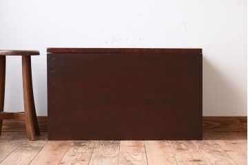 アンティーク雑貨　明治大正期　古い松材の大きなアンティーク収納箱(木箱)
