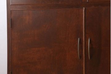 レトロ家具　昭和レトロ　シンプルな木製カップボード(食器棚)(2)