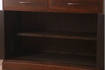 レトロ家具　昭和レトロ　シンプルな木製カップボード(食器棚)(2)