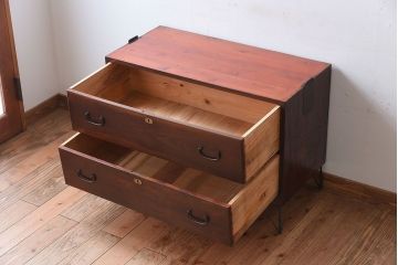 アンティーク家具　前面欅材!鉄脚付き衣装箪笥ローボード(時代箪笥)(2)