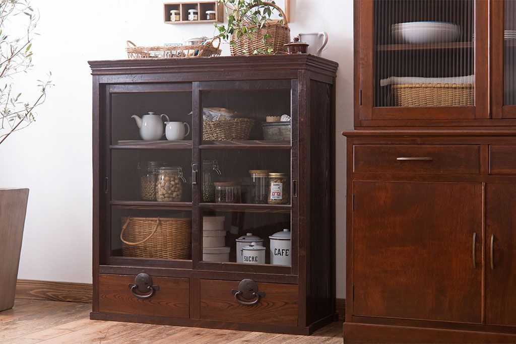 アンティーク家具　古民具・骨董　明治〜大正期　お洒落なアンティーク収納棚