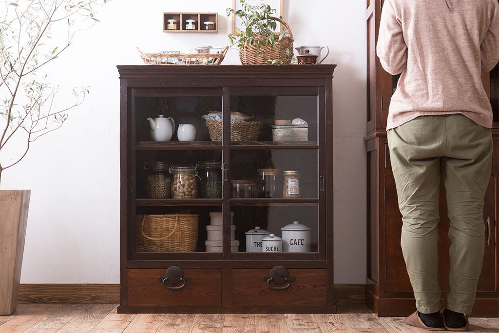 アンティーク家具　古民具・骨董　明治〜大正期　お洒落なアンティーク収納棚