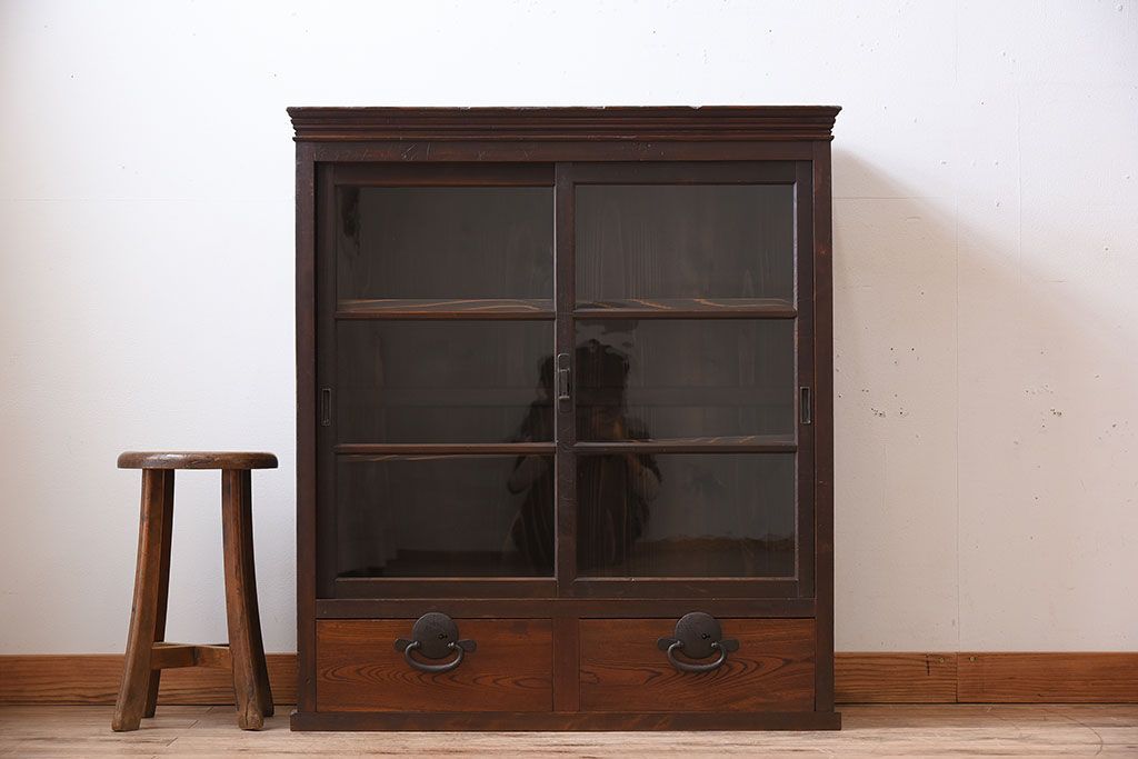 アンティーク家具　古民具・骨董　明治〜大正期　お洒落なアンティーク収納棚