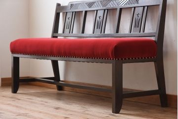 アンティーク家具　アンティーク　透かし彫り!古い木製のソファベンチ(2)