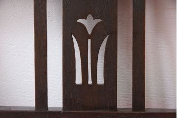 アンティーク家具　アンティーク　透かし彫り!古い木製のソファベンチ(2)