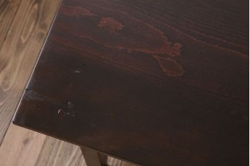 アンティーク家具　引き出し2杯付き!天板カバ材の大きな平机(ダイニングテーブル)