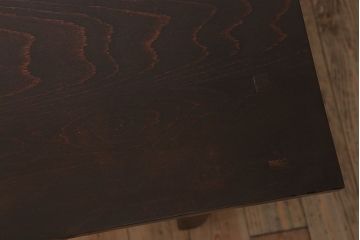 アンティーク家具　引き出し2杯付き!天板カバ材の大きな平机(ダイニングテーブル)