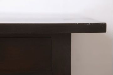 アンティーク家具　引き出し2杯付き!天板カバ材の大きな平机(ダイニングテーブル)