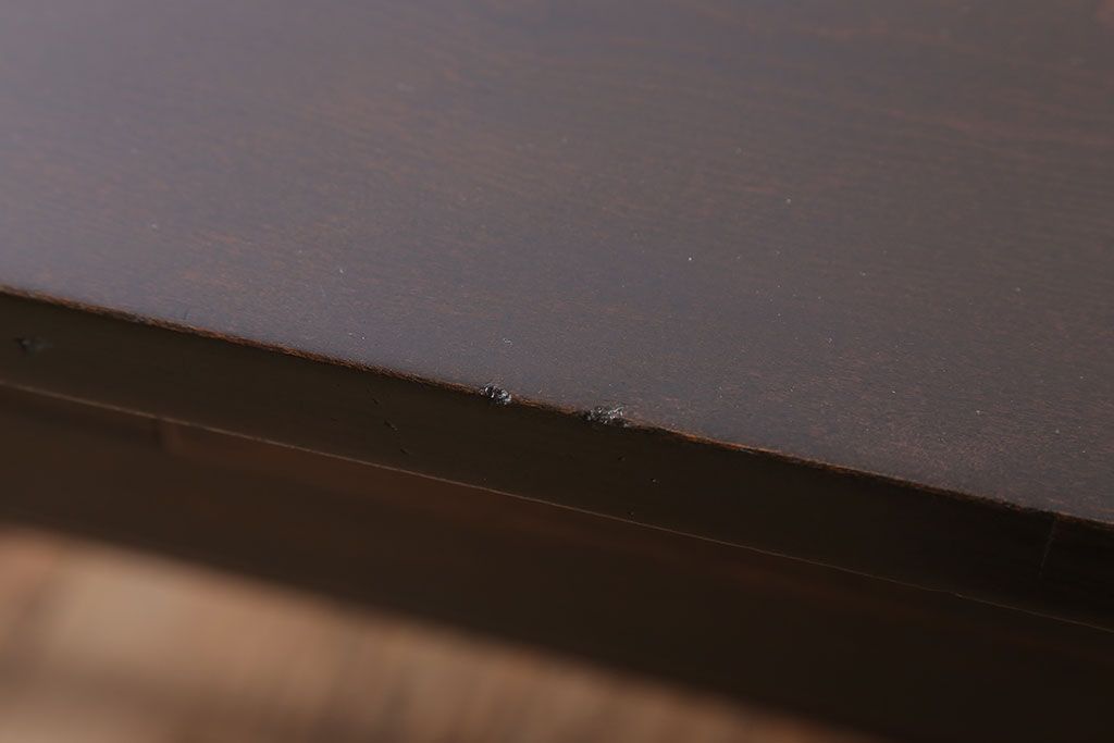 アンティーク家具　引き出し2杯付き!天板カバ材の大きな平机(ダイニングテーブル)