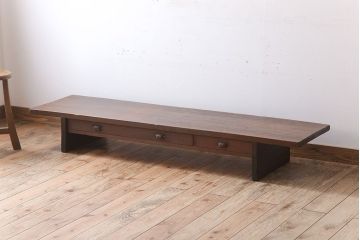 アンティーク家具　古民具・骨董　当時物の引出し付き!古い木製ローボード(裁ち板)