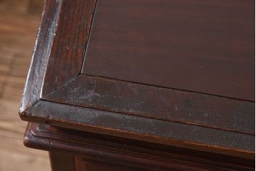 アンティーク家具　大正ロマン　高級品　古い栓材の豪奢な両袖机