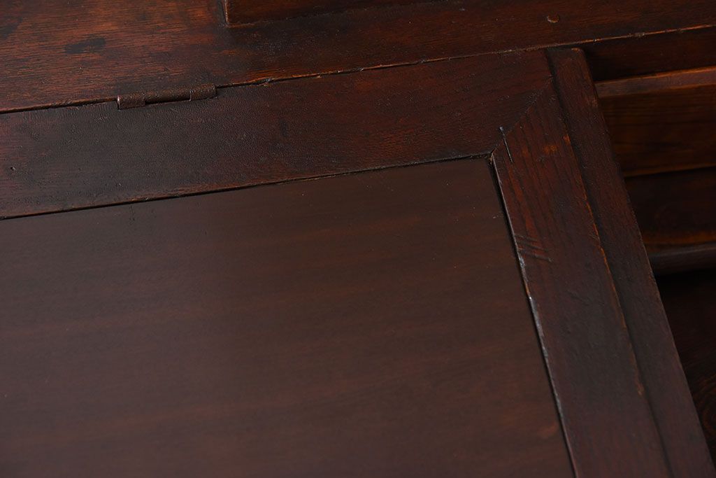 アンティーク家具　大正ロマン　高級品　古い栓材の豪奢な両袖机