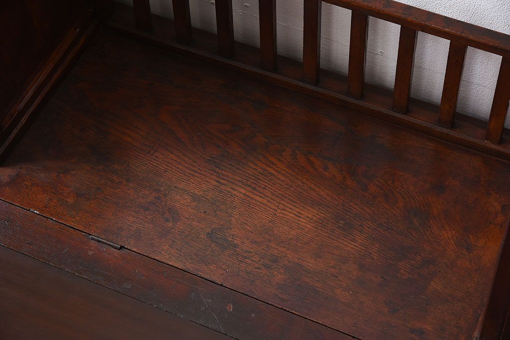 アンティーク家具　大正ロマン　高級品　古い栓材の豪奢な両袖机