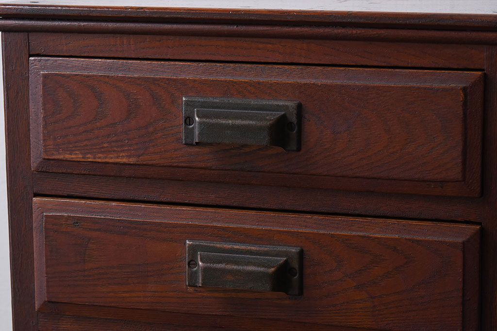 アンティーク家具　大正ロマン　高級品　古い栓材の豪奢な両袖机