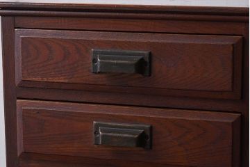 アンティーク家具　大正ロマン　高級品　古い栓材の豪奢な両袖机